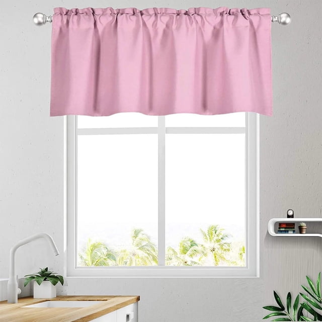 HUASHENG 1 Piece Black And For Window Thermal Insulated Rod Pocket Short Curtain For Kitchen Bathroom Living Room 57×18 Inch