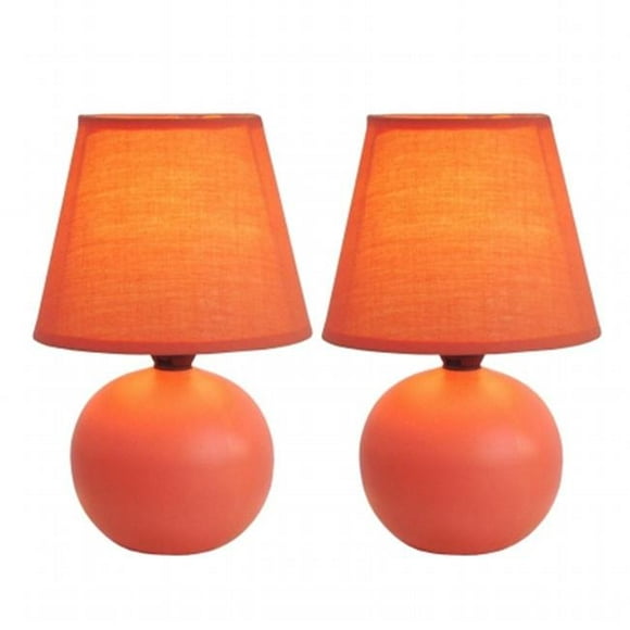 Simple Designs Mini Ceramic Globe Table Lamp 2 Pack Set&#44; Orange