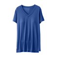 thumbnail image 2 of Teissuly Women Blouse Plain Casual Fashion V-Neck Regular Short Sleeve Pajama Tops, 2 of 4