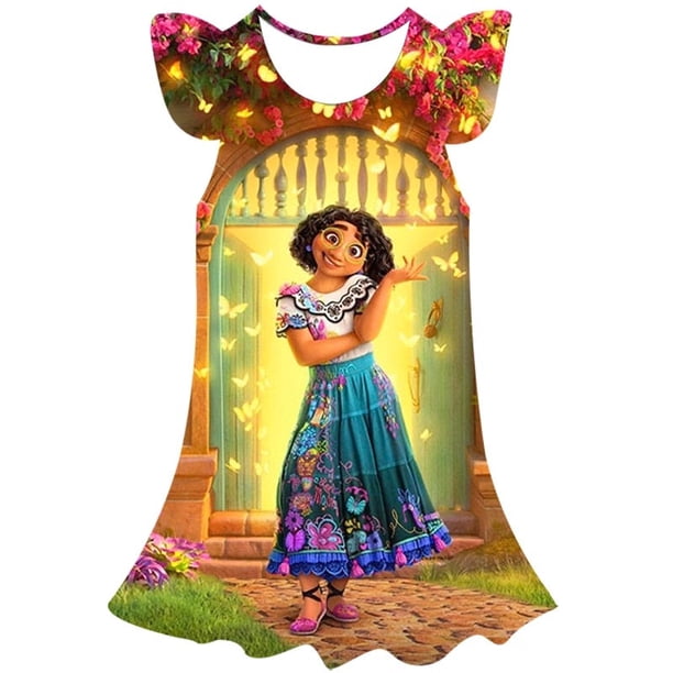Disney Girls Magic full house princesa vestido verano niñas cuello redondo Magic full house princesa vestido dibujos animados lindo vestido 1-10Y5T Gao Jinjia LED