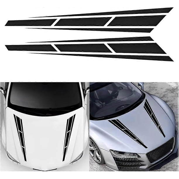 2 Pieces Car Hood Stripe Sticker, Modified Decal Decoration Universal Auto Racing, Bumper Stripe Decal Vinyl Modified Decal Decoration(Black)