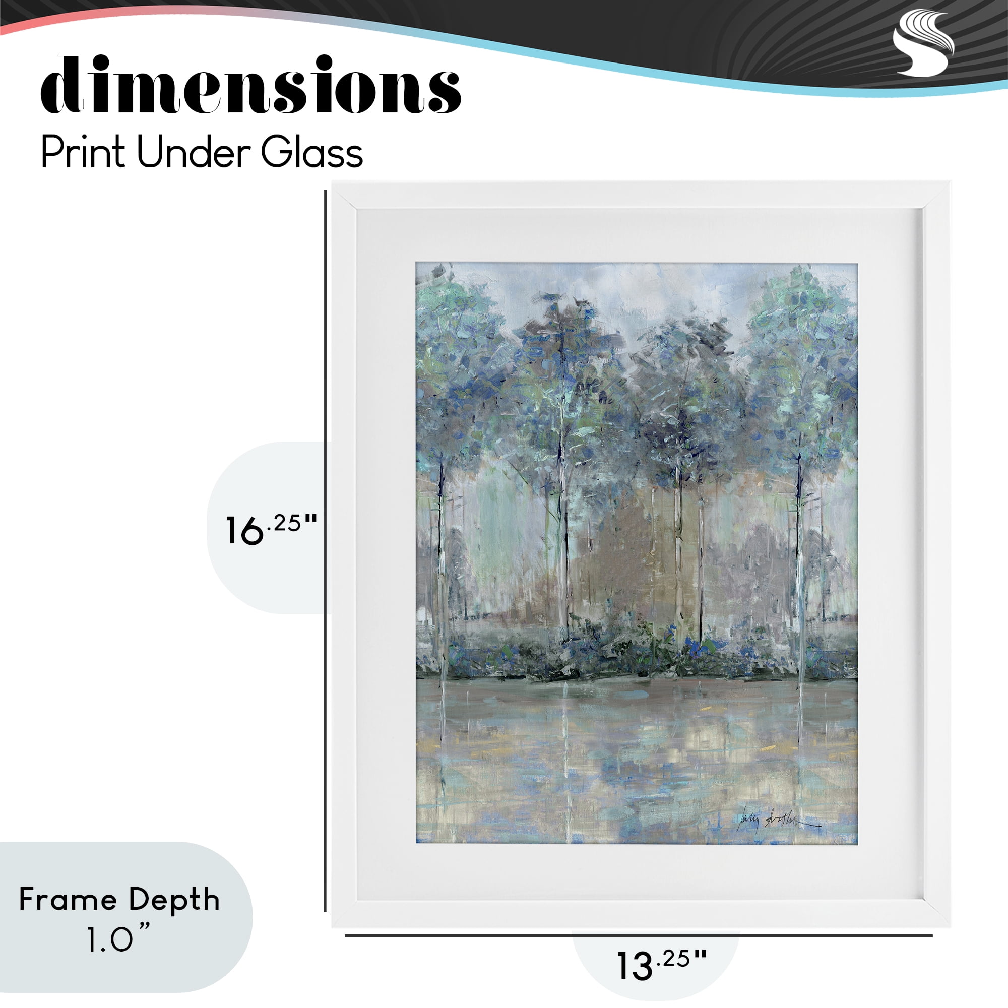 Stupell Industries Subdued Impression of Trees White Framed Print Under Glass, design by Sally Swatland
