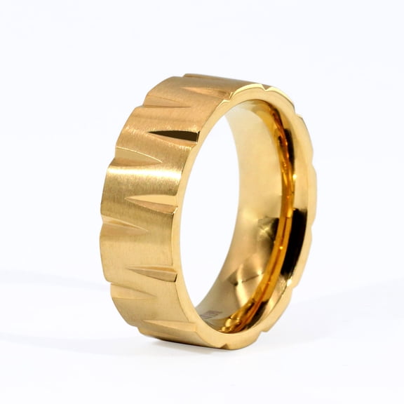 GY Jewelry Matte Yellow Gold Plated Titanium Steel Mens Ring Men Wedding Band Man Ring