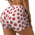 thumbnail image 2 of Xecao Cartoon Strawberry Print Workout Shorts for Women Soft Smooth Gym Yoga Scrunch Active Tennis Workout Running Shorts, 2 of 9
