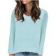 thumbnail image 2 of Suéter de cuello en V para mujer, jersey de manga larga de color liso con cuello en V, suéter informal de moda, top de poliéster para mujer, 2 of 6