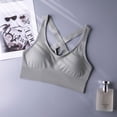 thumbnail image 5 of Women's Sports Bras Yoga Solid Sleeveless Cold Shoulder Casual Tanks Blouse Tops Intimates Comfortable Bras for Women Green 2XL, 5 of 5