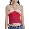 thumbnail image 2 of Women Crop Halter Tops Contrast Color Sleeveless Sweater Camisole for Streetwear, 2 of 10
