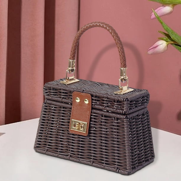 Bolso de mano tejido para mujer, bolso de mano informal de verano, bolso de playa para senderismo, fiesta, trabajo