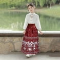 thumbnail image 2 of Otqutp Girls Chinese Traditional Skirts Shirt Set Embroidery Buckle Collar 𝗧ang Suit for Kids Retro Elegant New Year Clothes, 2 of 6