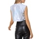 thumbnail image 3 of Camiseta sin mangas metálica Inspire Chic para mujer, cuello redondo, crop top holográfico, L, plata a cuadros, 3 of 5
