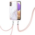 thumbnail image 1 of Allytech Galaxy A32 5G Case [Not for A32 4G Phone], Luxury Marble Pattern TPU Rubber Slim Fit Anti-scratch Shock-absorbing Back Cover with Shoulder Strap Case for Samsung Galaxy A32 5G, White, 1 of 4