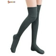 thumbnail image 2 of Spencer Womens Thigh High Socks Extra Long Knit Warm Winter Over The Knee Long Boot Stockings - Deep Grey, 2 of 8