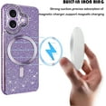thumbnail image 3 of for iPhone 16 Bling Crystal Diamonds Rhinestone Bumper Cover, [Compatible with MagSafe] Glitter Sparkle Bling Luxury Shiny Cute TPU Cover Case for 16 KZ-Purple, 3 of 12