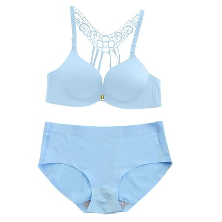 

HAPIMO Women s Push Up Bra Suit Sale Summer Temptation Sexy Fashion Leopard Solid Lace Elegant Pajamas Comfy Sleepwear Sleeveless Seamless Bra Blue L