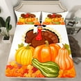 thumbnail image 2 of Manfei Harvest Turkey Twin Sheet Sets, Fall Autumn Pumpkin Sheet Set Twin, Western Festival Bed Sheets Set Twin Size, Lightweight Bedroom Decor, 3pcs, 2 of 7