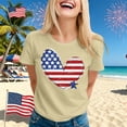 thumbnail image 2 of WAYUTE Womens Shirts Stars & Stripe And Heart Pattern Short Sleeve Crew Neck Celebrate America'S 250Th Anniversary For 4Th Of July Holiday Stylish Tops,Khaki,Xxxl, 2 of 4