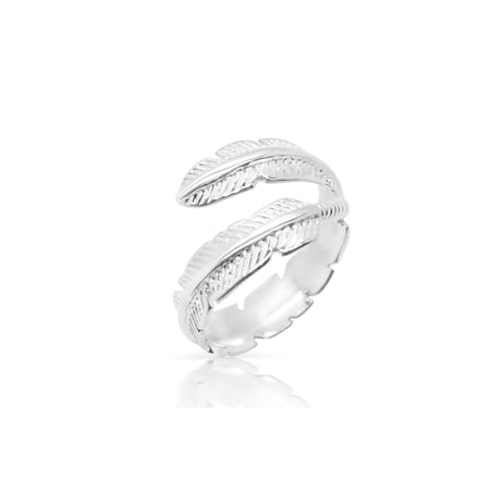 Feather Wrap Ring - 925 Sterling Silver - Adjustable