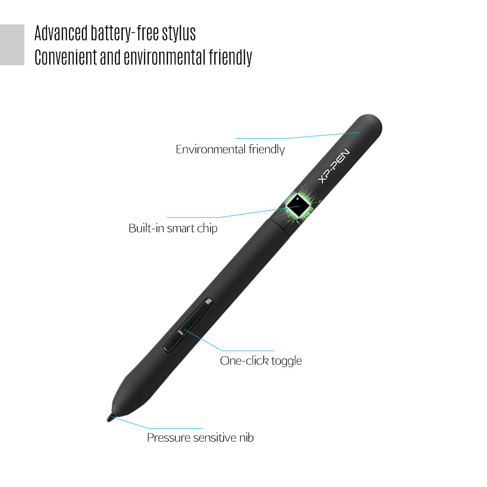 Hallo Intrekking atmosfeer XP-PEN P01 Battery-free Passive Stylus Drawing Tablet Pressure Pen for Star  01/ 02/ 03/ 06/ 06C/ G430/ G540/ G640 Tablet (Black) - Walmart.com