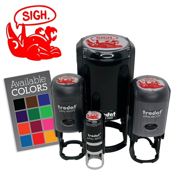 Sigh Depressed Raven Crow Bird Emo Self-Inking Rubber Stamp for Stamping Ink Stamper Crafting Planners - 1/2 Inch Mini - Black Ink