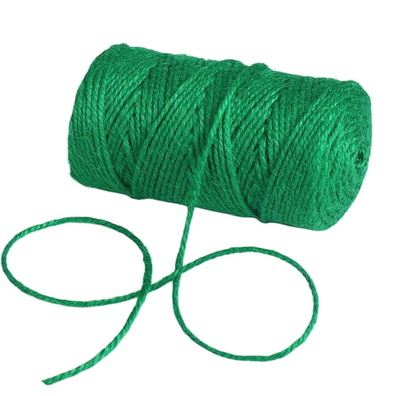 Green Natural Jute Twine, 328 Ft Heavy Duty Plant Ties String, 2mm Thick 3-Ply Jute Rope for Gardening, Climbing Plants, Tomatoes, Floristry, Bundling, DIY Crafts and Gift Wrapping
