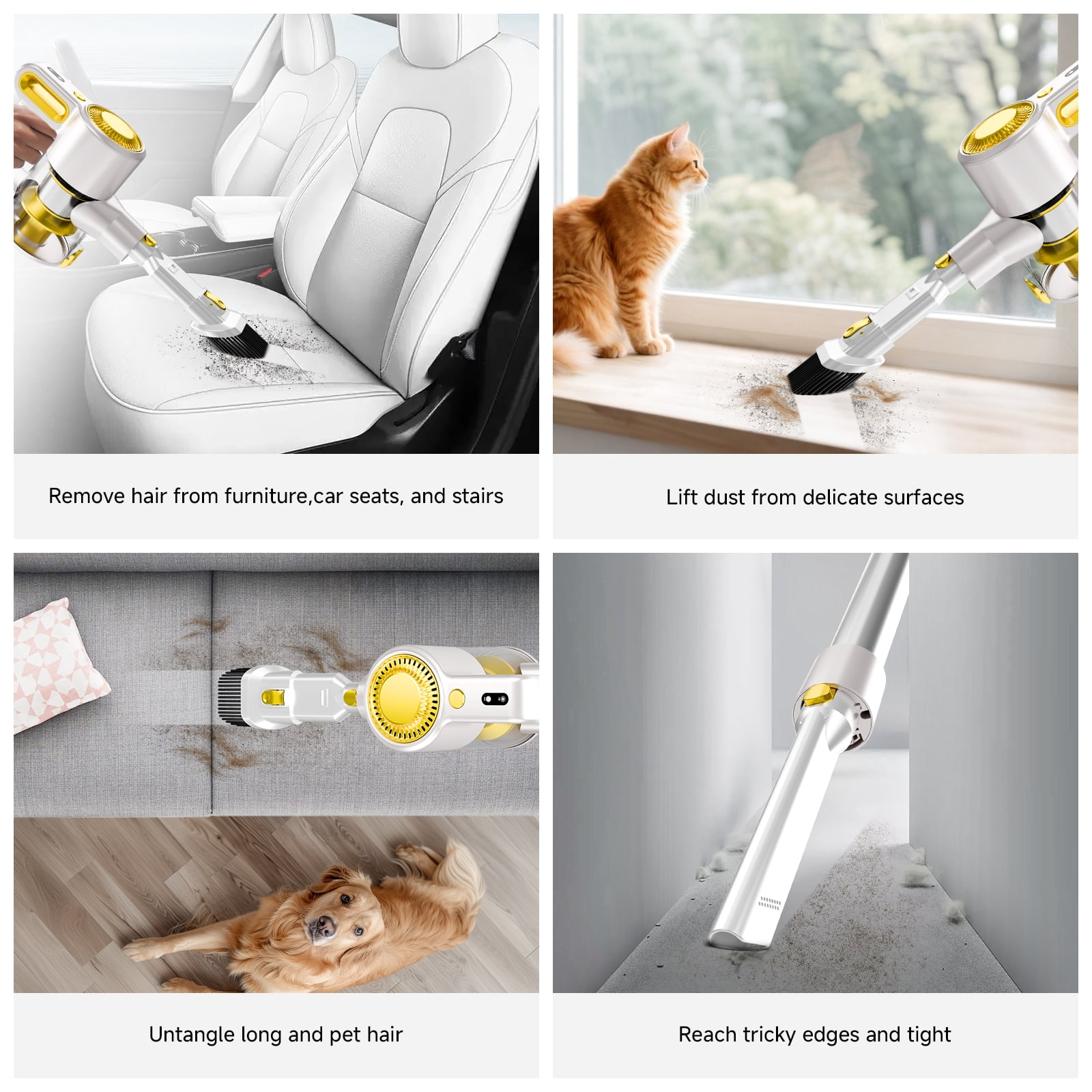 Yoomi Cordless Vacuum Cleaner, 8 in 1 Lightweight Handheld&Stick Vacuum for Home Hard Floor Carpet Pet Hair