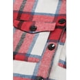 thumbnail image 4 of POGLIP Women's Red Shirt Collar Button Closure Plaid Coat, 4 of 6