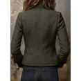 thumbnail image 6 of Jacket Women Long Sleeve Vintage Jacket Velvet Cuffs Button Up Blazer Utility Pockets Work Coat Green XXL, 6 of 9