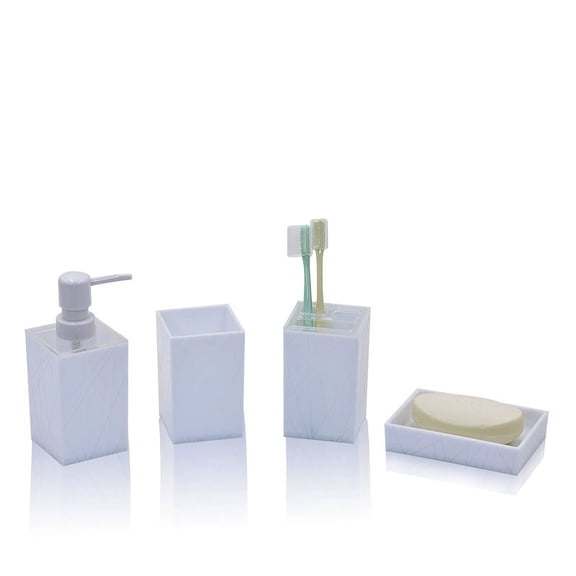 XmhyTop Bathroom Accessory Set - 4 PCS White Bathroom Accessories Sets Complete