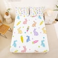 thumbnail image 5 of Erosebridal Watercolor Cartoon Rabbit Pattern Bed Sheets,Colorful Geometric Polka Dots King Sheets 4-Piece, 5 of 6