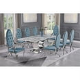 thumbnail image 2 of Marble Mixed Dining Set with Silver Stainless Steel and Teal Velvet Chairs, 2 of 5
