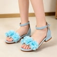 thumbnail image 6 of Tfken Skid-Resistant Sandals Little Girls Summer Walking Shoe Holiday Open Toe Sandals Lightweight Shoes Fashion Elegant Breathable Wedding Party Teen Footwear Daily Comfortable Size 5-5.5 Years Blue, 6 of 8