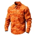 thumbnail image 2 of Ceisia Men's Long Sleeve Camo Print Shirt Vintage Slub Cotton Casual Button Down Lapel Collar Relaxed Fit Top Orange Gifts for Father 2X, 2 of 3