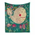 thumbnail image 1 of Whale Soft Flannel Fleece Blanket, Happy Giant Sea Ocean Creature Whale with Flower Blooms Tulips Leaves Design Artwork, Cozy Plush for Indoor and Outdoor Use, 70" x 90", Multicolor, by Ambesonne, 1 of 6
