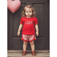 thumbnail image 6 of Caoirhny 2Pcs Toddler Girls Summer Outfits Puff Short Sleeve Crew Neck Heart Embroidery Tops and Elastic Waist Plaid Shorts Set, 6 of 9