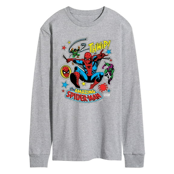 Marvel Spider-Man - Stickers Style - Men's Long Sleeve Graphic T-Shirt