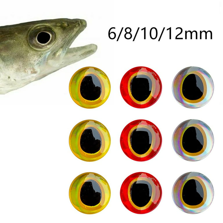100Pcs 3D Holographic Fishing Lure Eyes Realistic Fishing Eye for Fly Tying  Stickers 6mm, 8mm, 10mm, 12mm 