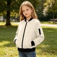 thumbnail image 6 of SDNall Girls Classic Full-Zip Coat, Water Resistant Windproof Contrast Casual Everyday Outerwear, Fall Winter School Outdoor Play Daily Coats for Girls 5-16 Years, 6 of 9
