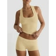 thumbnail image 5 of Women'S Slim Fit Sports Shorts Set Sleeveless Top and Shorts Yellow M, 5 of 9