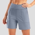 thumbnail image 6 of vigerkar High-Waisted Athletic Shorts for Women - 6" Inseam with Pockets, Soft Fabric for Running, Walking & Yoga (Dark Blue, L), 6 of 7