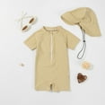 thumbnail image 2 of OBEEII Baby Boys Swimming Set One Piece Swimsuit Cute Printed Bathing Suit Beachwear Sun Protection Swimwear with Hat, 2 of 9