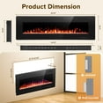 thumbnail image 2 of KISSAIR 60 inch Embedded Wall Mounted Indoor Fireplace, Ultra-thin Low Noise Lightweight LED Fireplace Heater, Touch Screen, Timer, 1500W, Adjustable Flame Color and Speed, Black, 2 of 8