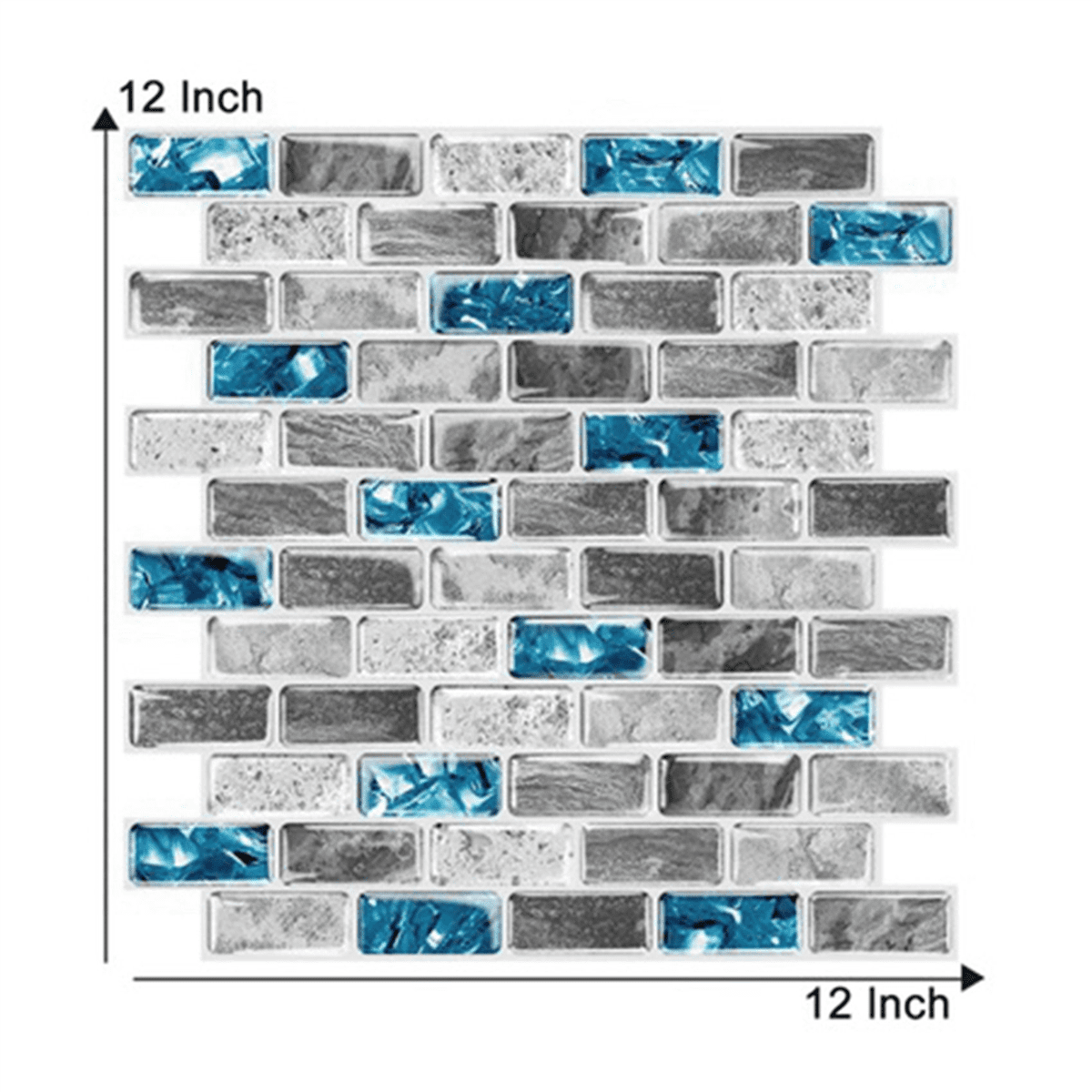 5X Vivid Tiles Blue Peel and Stick 3D Brick Effect Waterproof Kitchen Backsplash Decor Self Adhesive Wallpaper