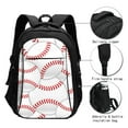 thumbnail image 3 of Lafuoo Baseballs Pattern USB Backpack, Multi-Pocket Laptop Backpack, Unisex Travel Backpack for Office, Work-One Size, 3 of 7