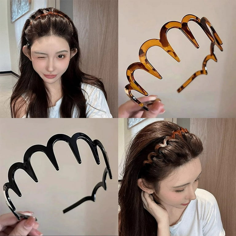 Produktbild von Sibba 4pcs Skinny Headbands For Women Non-Slip Zig Zag Hairband With Teeth Comb Headband Head Bands For Curly Hair Headband Thin Headpiece For Washing Face Elastic Headwear Hair Hoop