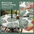 thumbnail image 5 of Round Outdoor Tablecloth with Umbrella Hole and Zipper, Olive Green Monstera Leaf Tablecloth with Elastic Waterproof, Tropical Plant Botanical Boho Patio Table Covers for 55" - 60" Pool Tables, 5 of 9