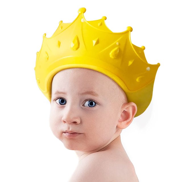 Gorro de ducha para bebé Gorro de champú impermeable para niños pequeños, niñas y niños Protege las orejas de los ojos. Corona de baño de silicona ajustable. TUNC Sencillez