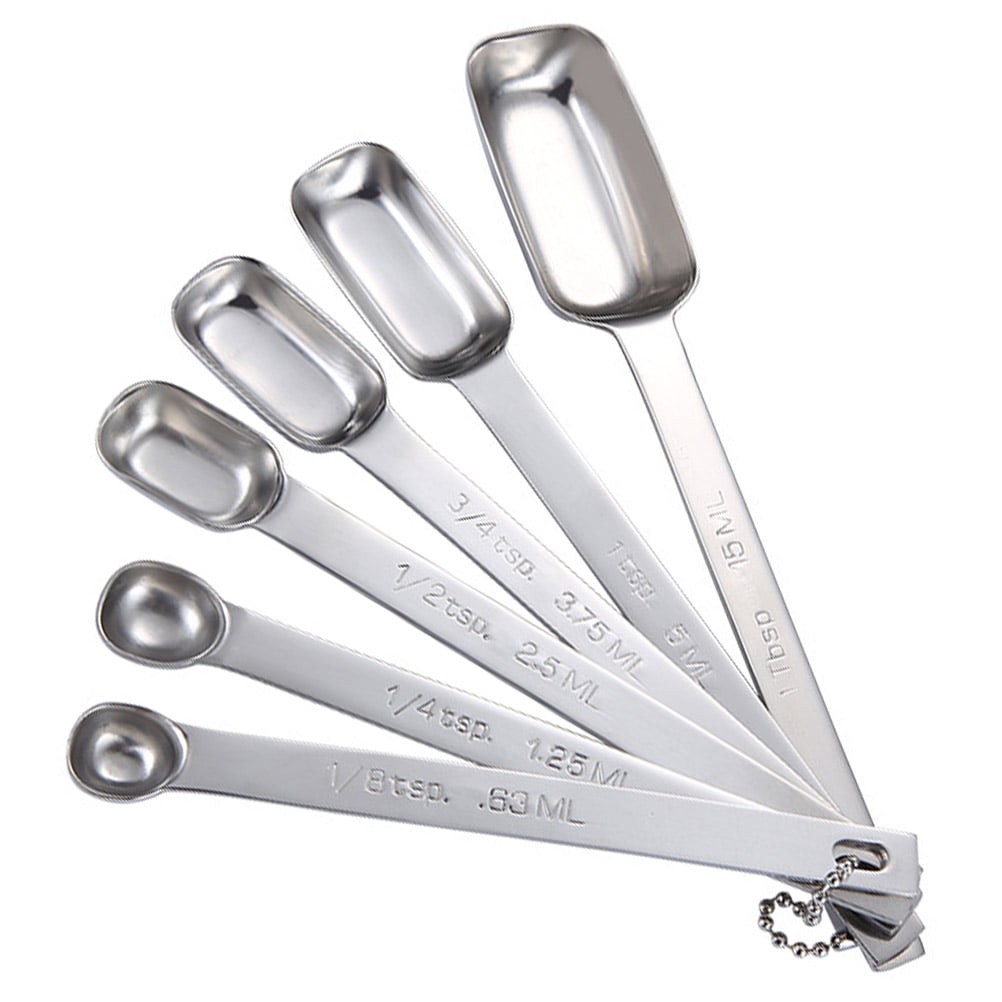 6pcs Stainless Steel Measuring Spoons Stackable Teaspoon Tablespoon for Measure, Size: 13x4.5cm