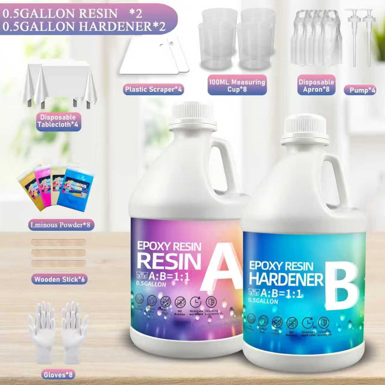 Crystal Clear Epoxy Resin Kit 1GAL - 1:1 Mixing Ratio, Bubble Free & Anti-Yellowing - High Gloss Casting & Coating Resin for Jewelry, River Tables, Bar Top, Countertops & Wood