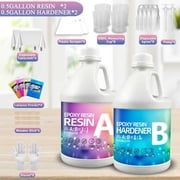 Crystal Clear Epoxy Resin Kit 1GAL With luminous powder- 1:1 Mixing Ratio, Bubble Free & Anti-Yellowing - High Gloss Casting & Coating Resin for Jewelry, River Tables, Bar Top, Countertops & Wood