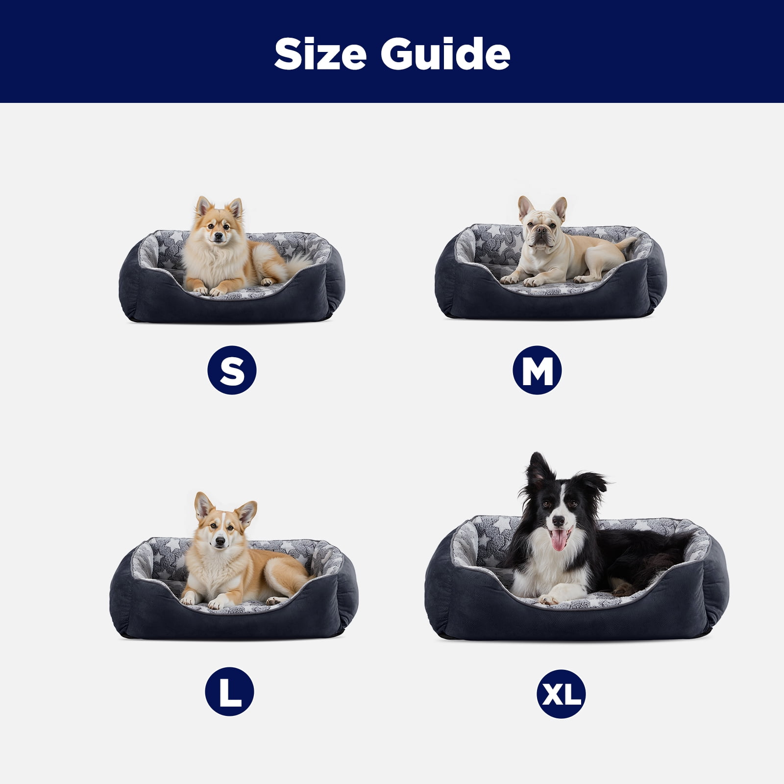 Washable Dog Beds for Small to Medium Dogs, Rectangle Pet Beds with Anti Slip Bottom, Cat Beds for Indoor Cats, Gray, 25"×21"×8"